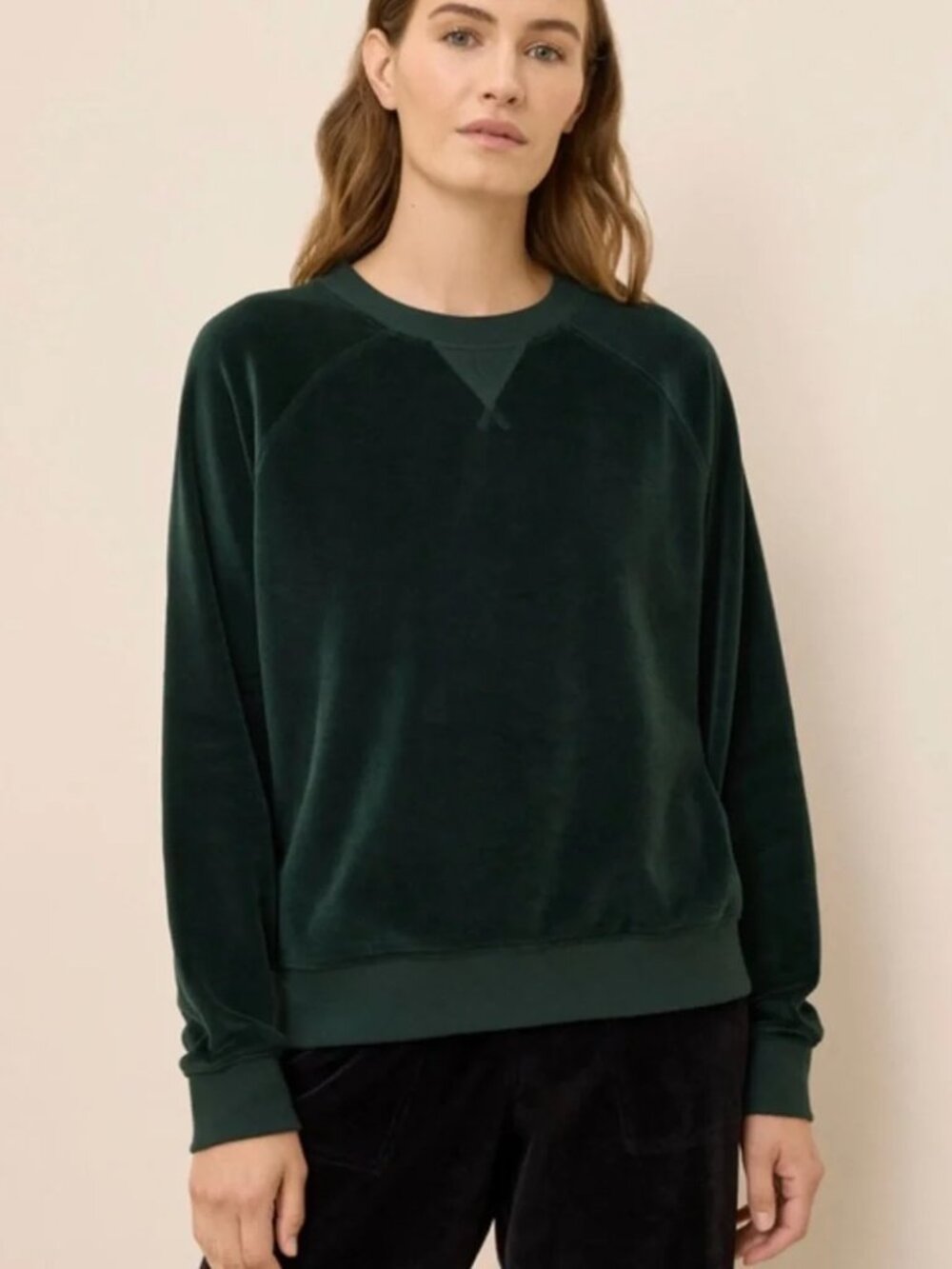 Organic pure velour crew sweater